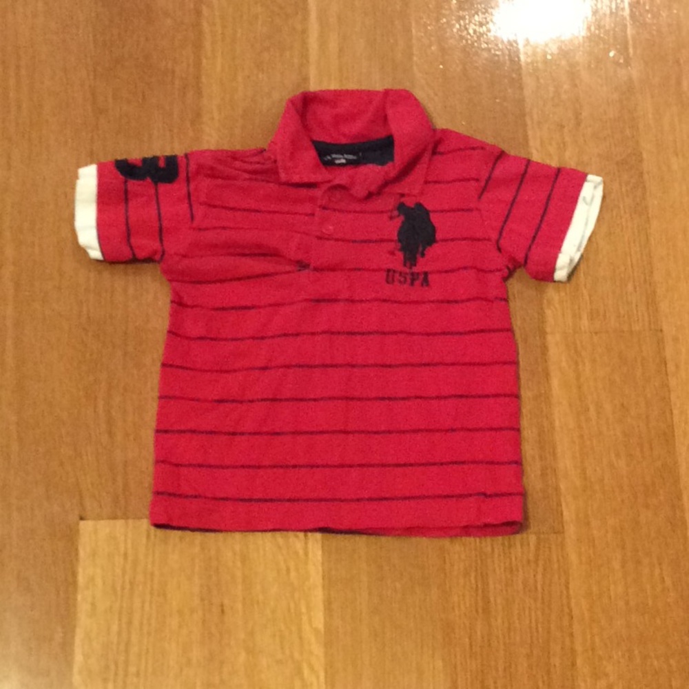US.Polo Assn-Boys Collared Striped T-Shirt Size 2T